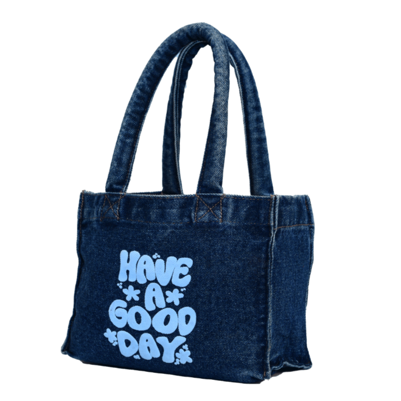 Blue Denim Graphic Tote Bag