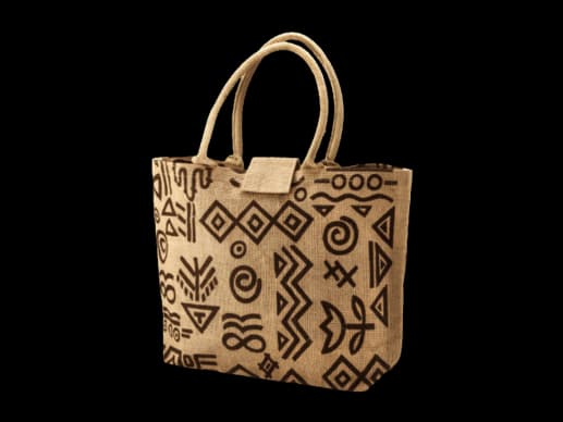 Geometric Jute Tote Beach Bag