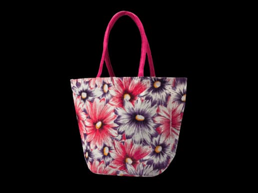 Vibrant Floral Jute Beach Tote