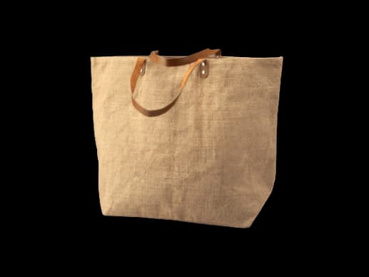Leather Handle Natural Jute Tote Bag