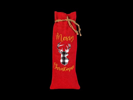 Red Jute Wine Sack Single Bottle Xmas Bag