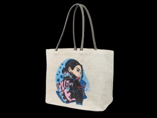 White dyed Jute Fashion Tote bag