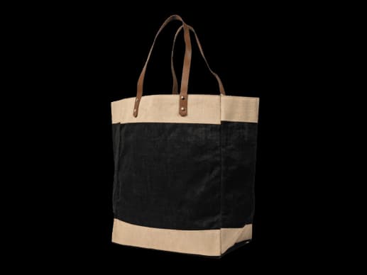 Black Stripe Leather Handle Fashion bag