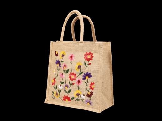 Hand Embroidery Jute shopping bag