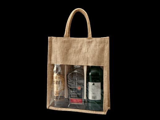 Three Bottle Jute Wine bag