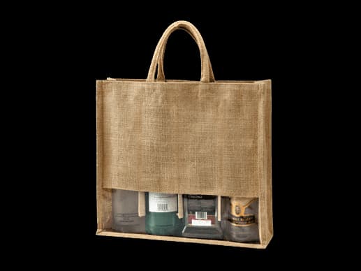 Natural Jute Four Bottle Wine bag