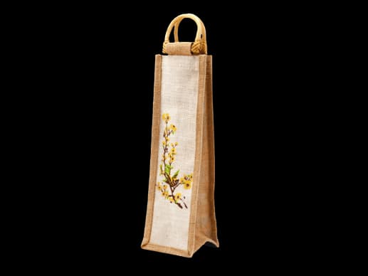Single Bottle Yellow Floral Printed bag