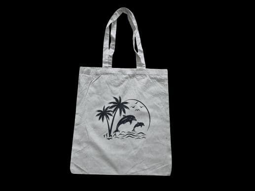 Tropical Dolphin Cotton Calico Shopping bag