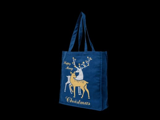 Christmas Reindeer Print Canvas Shopping bag