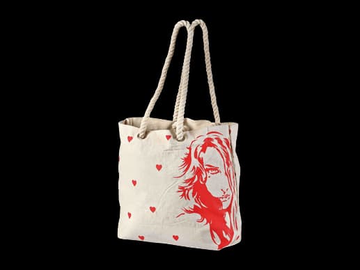 Red Imprint Art Canvas Tote
