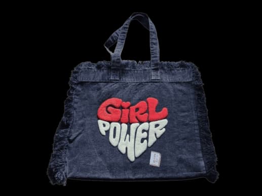 Washed Canvas Girl Power Fringe Tote bag