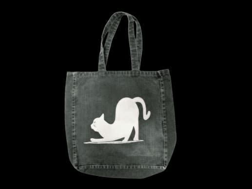 Cat Silhouette Green Canvas Cloud Washed bag