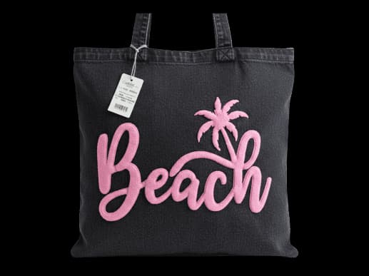 Pink Palm Denim Jeans Beach bag