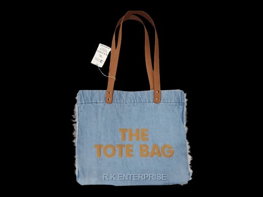 Leather Handle Light Denim Jeans bag