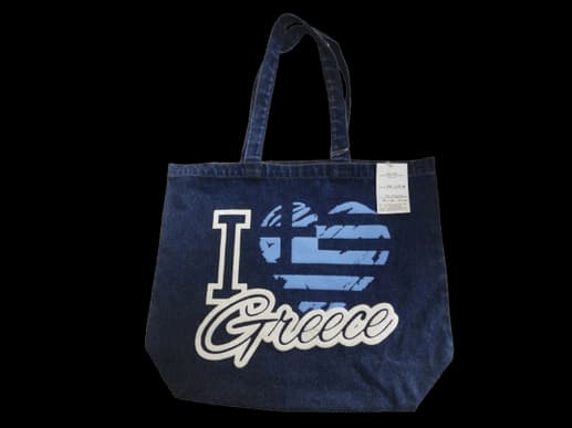 Greece Printed Denim Tote Bag