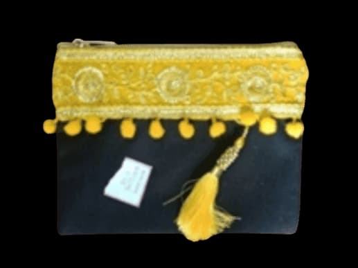 Golden Yellow Jori lace Zipper   Pouch bag