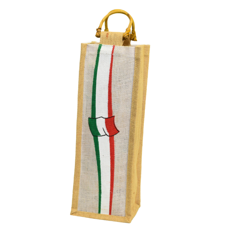 Italian Flag Jute Wine Bottle Gift Bag