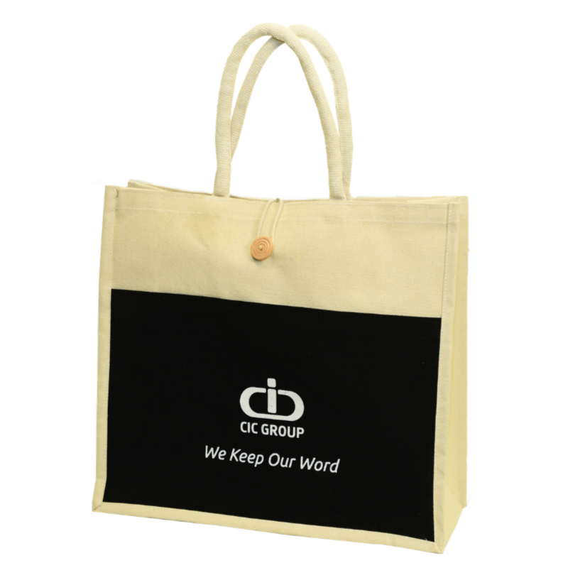 Black & Natural Canvas Tote Bag
